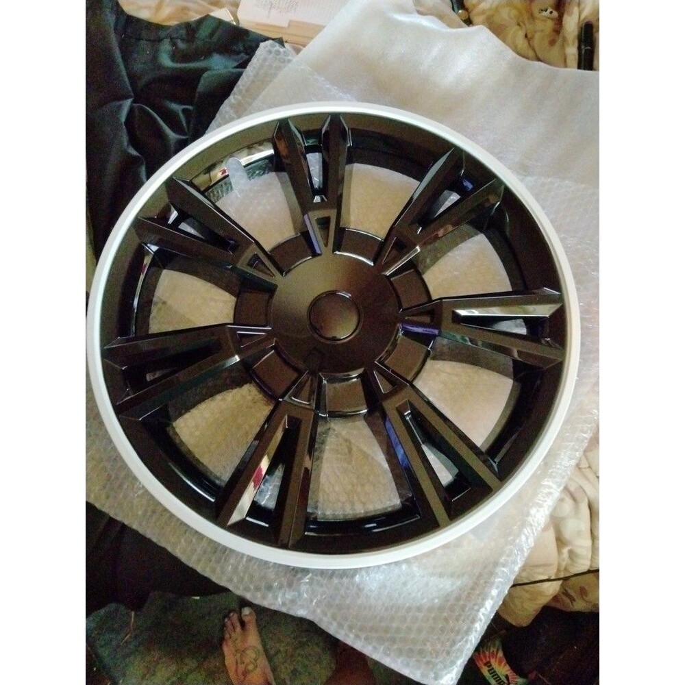 Unique 4PC 19" Wheel Covers for 21-24 Tesla Model Y Black/White